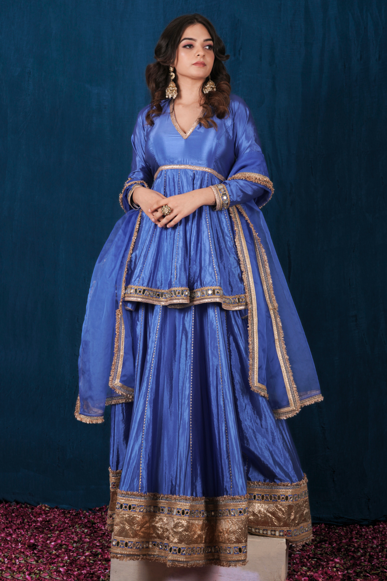 Blue Silk Ghagra Set