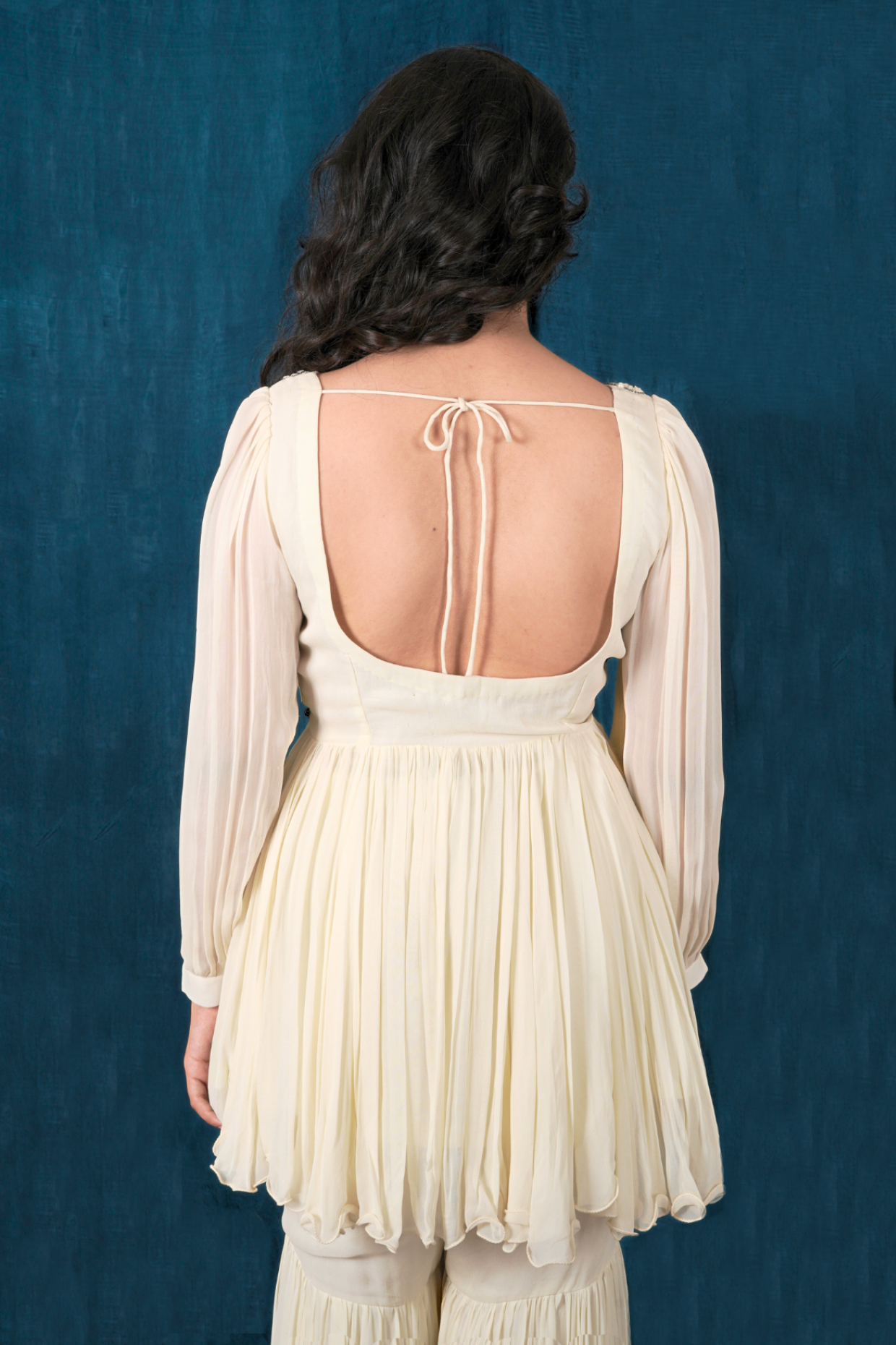 Off-White Georgette Peplum Set