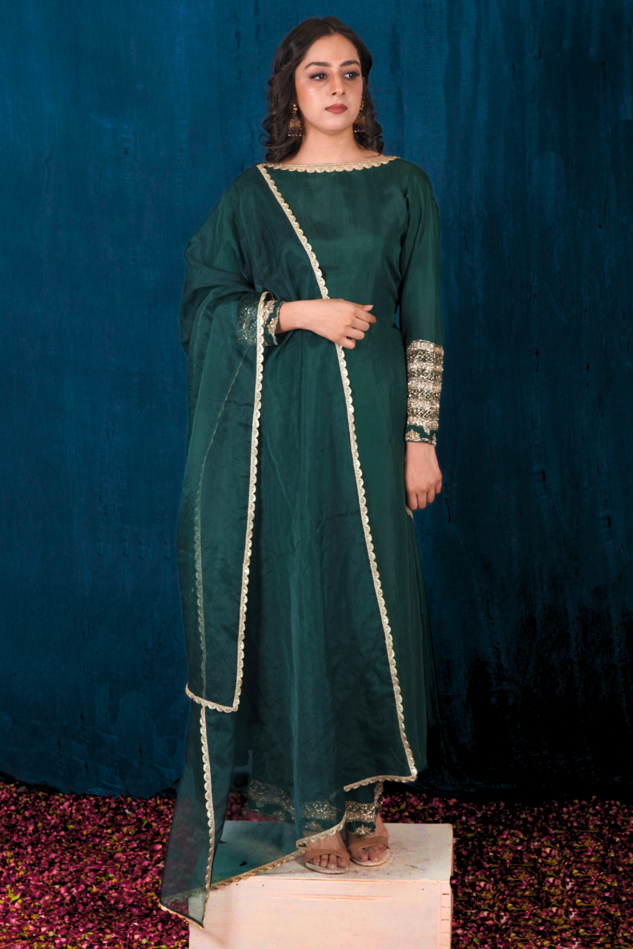 Green Opada Silk Kurta Set