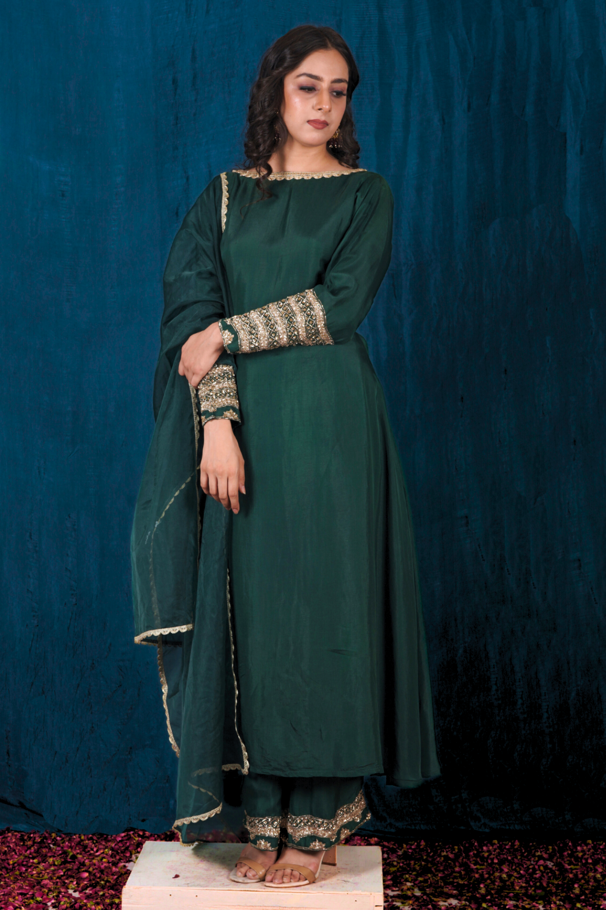 Green Opada Silk Kurta Set
