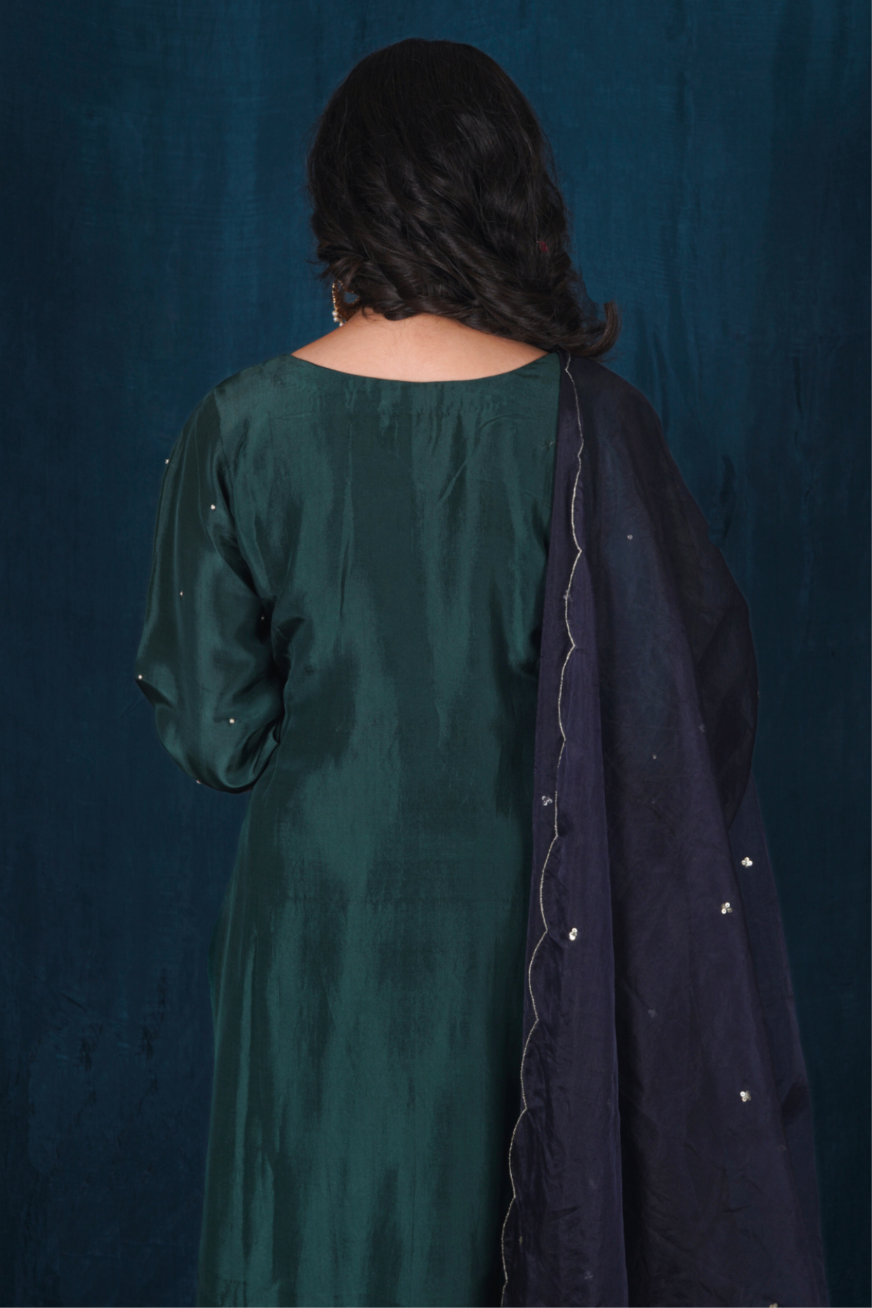 Green Opada Silk Short Kurta Set