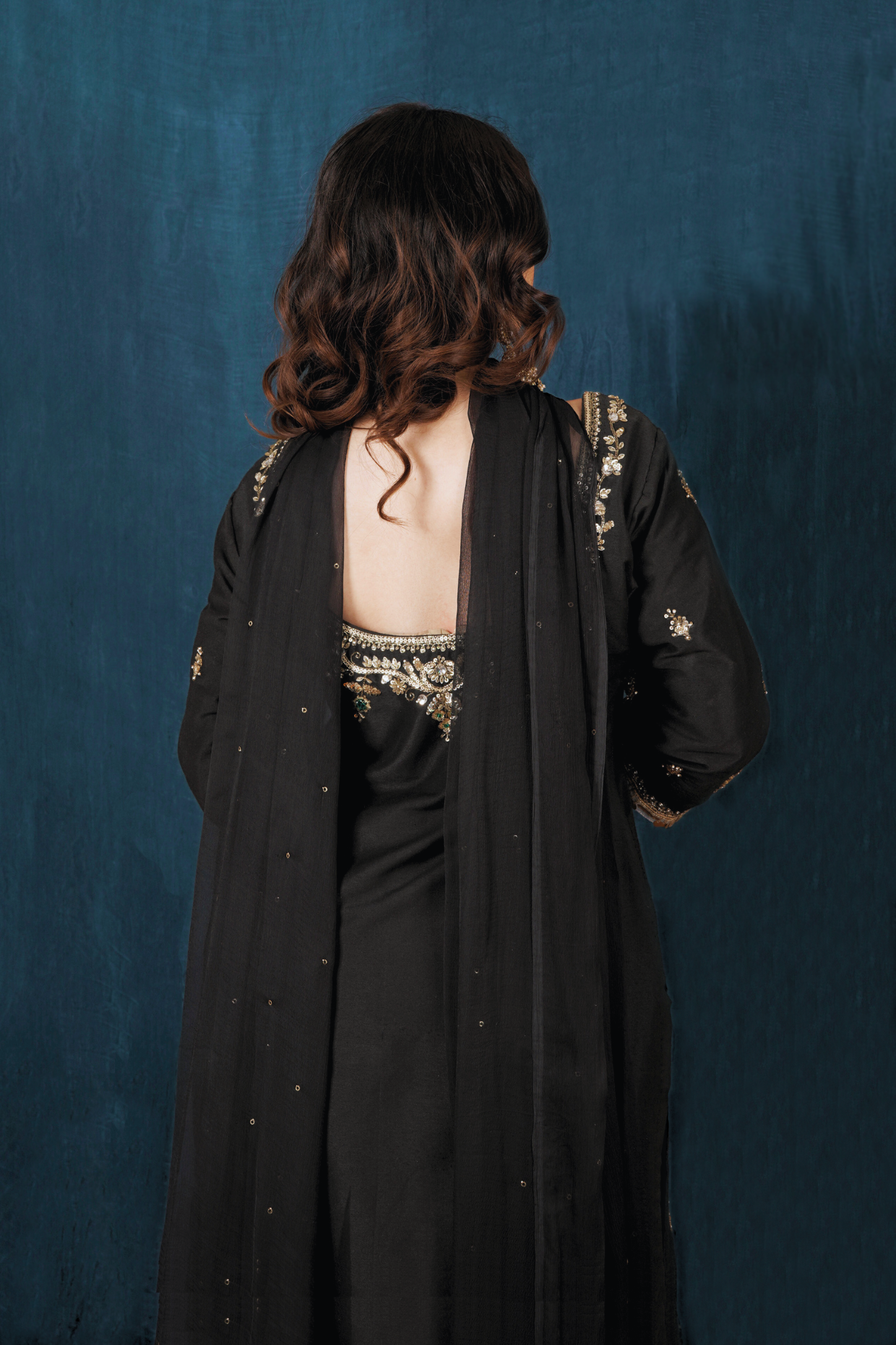 Black Opada Silk Kurta Set