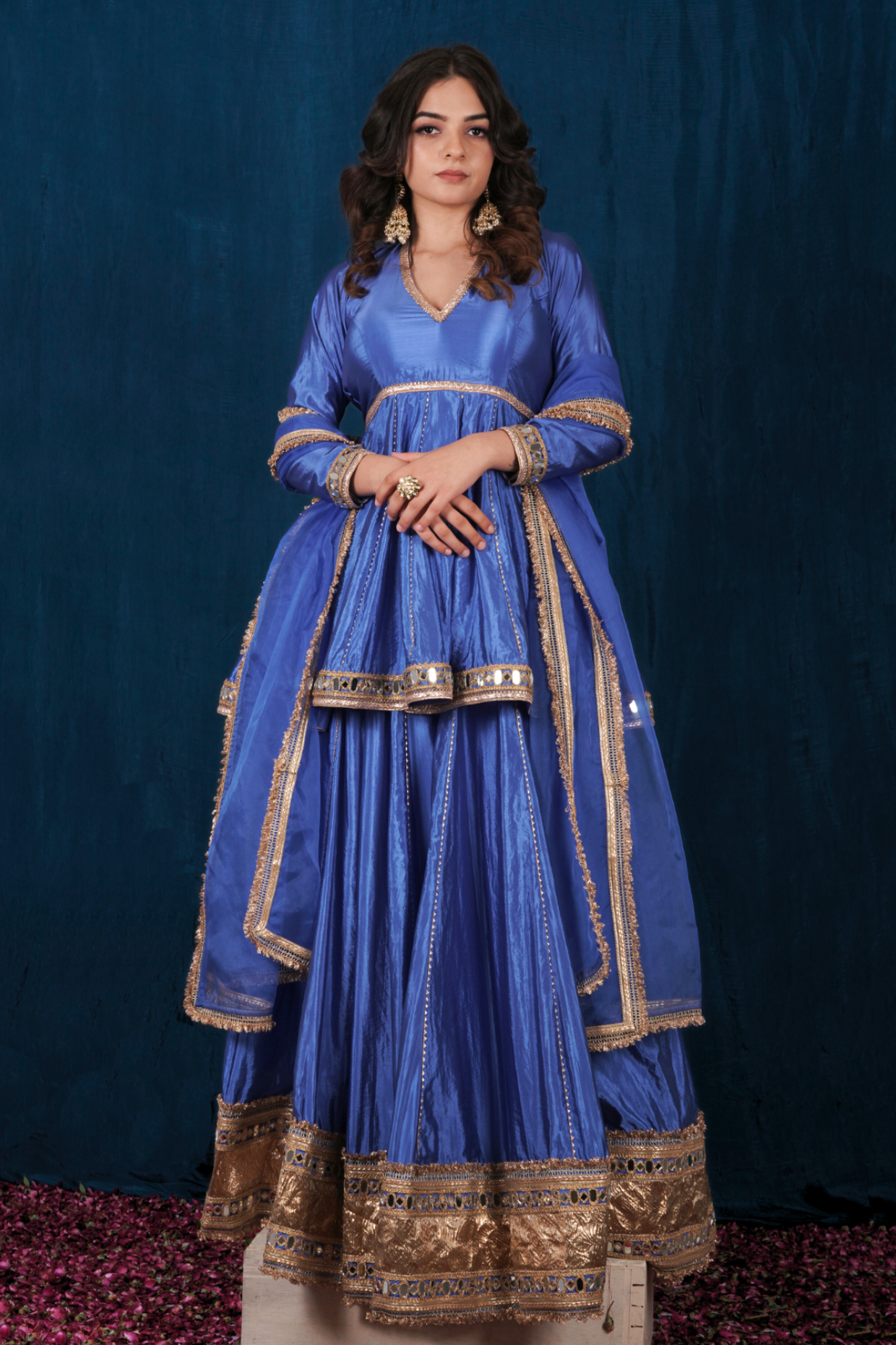 Blue Silk Ghagra Set