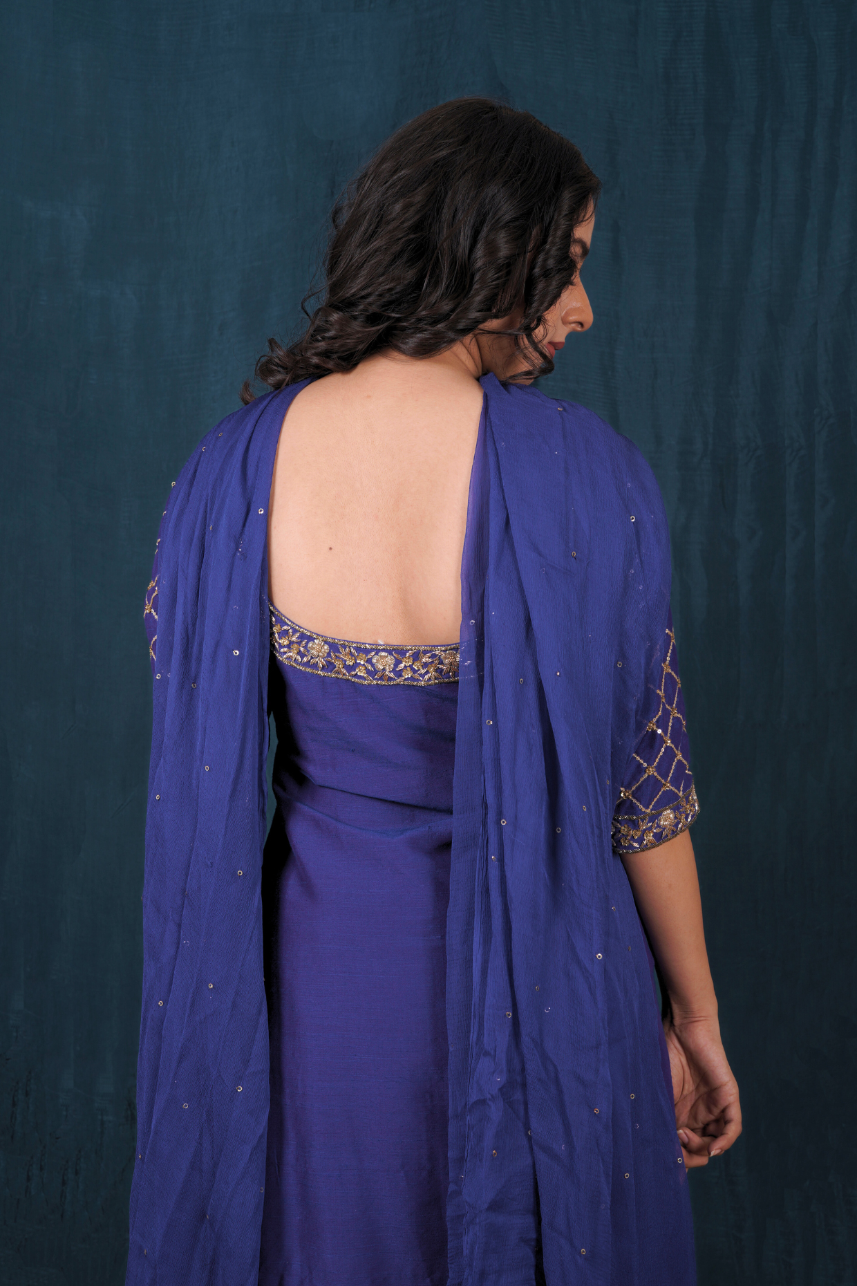 Electric Blue Silk Kurta Set