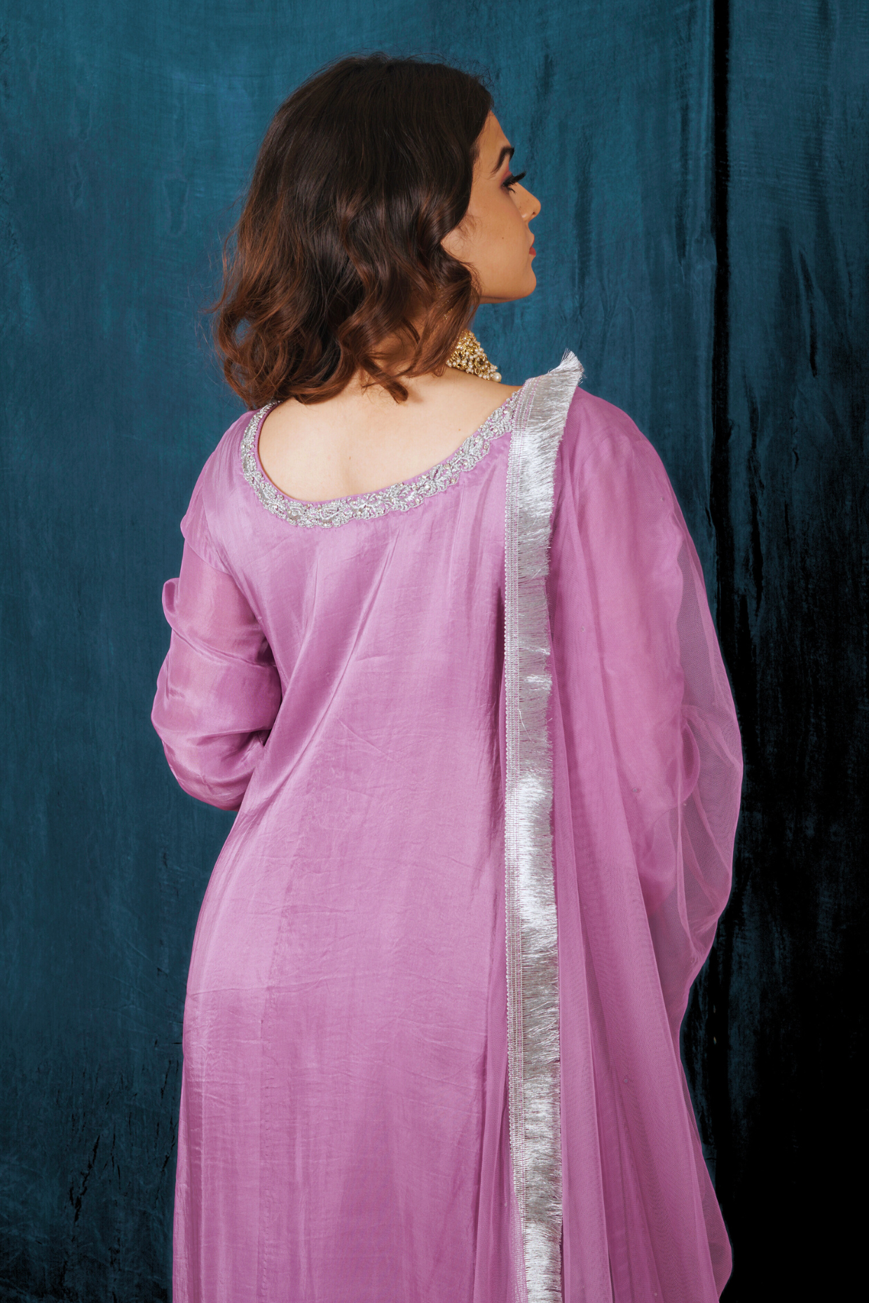 Lavender Opada Silk Kurta Set