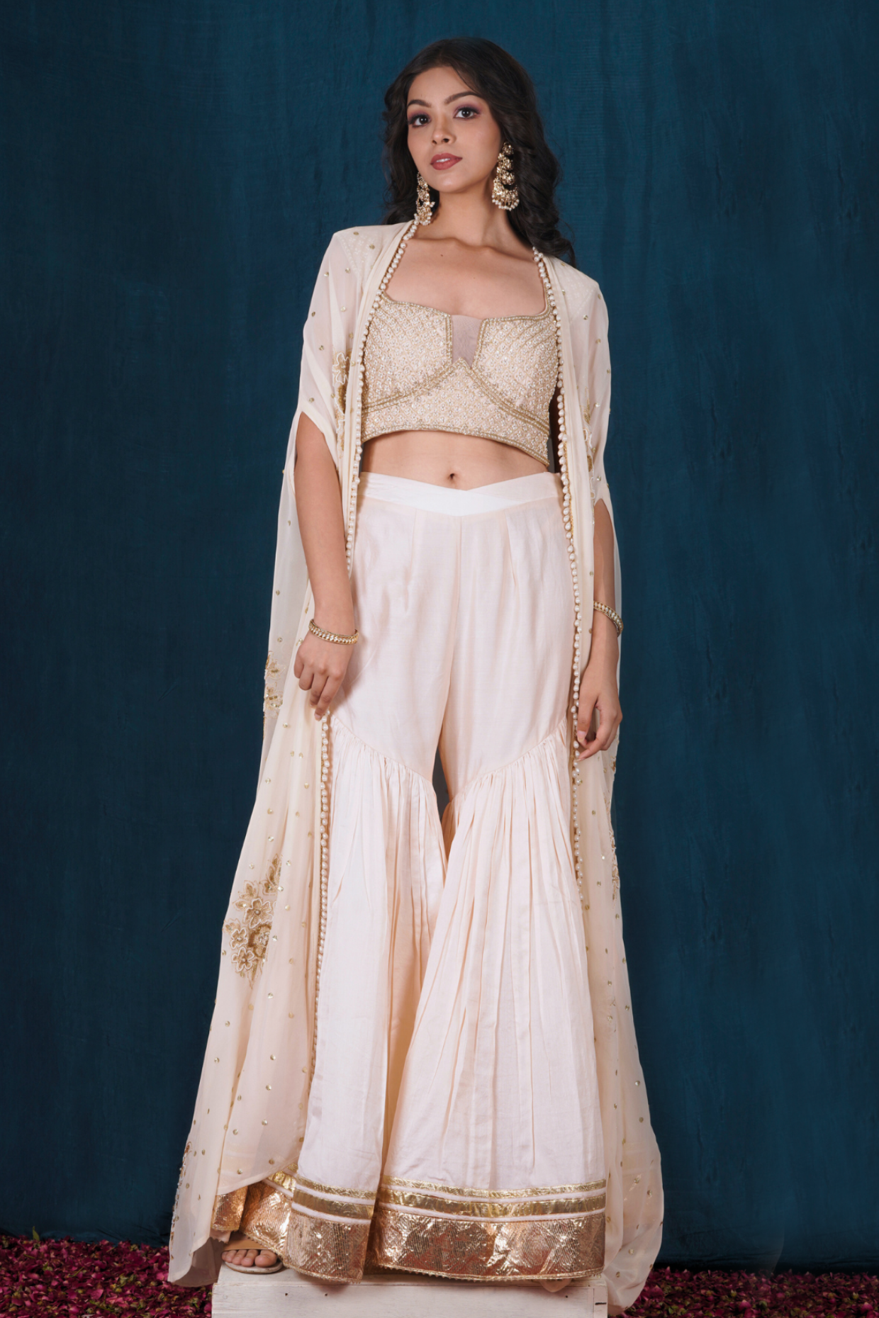 Blush Pink Sharara and Cape Set