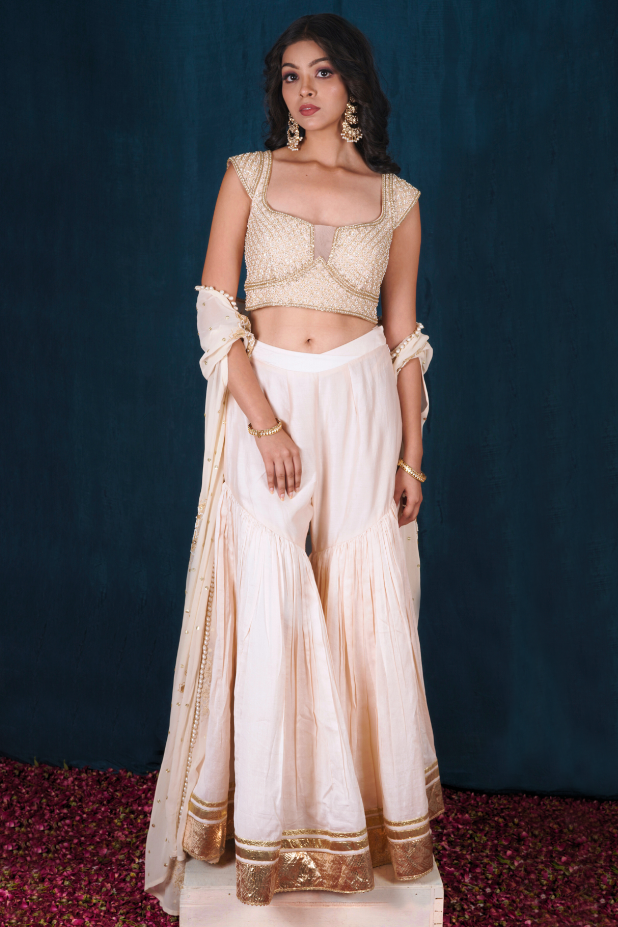 Blush Pink Sharara and Cape Set