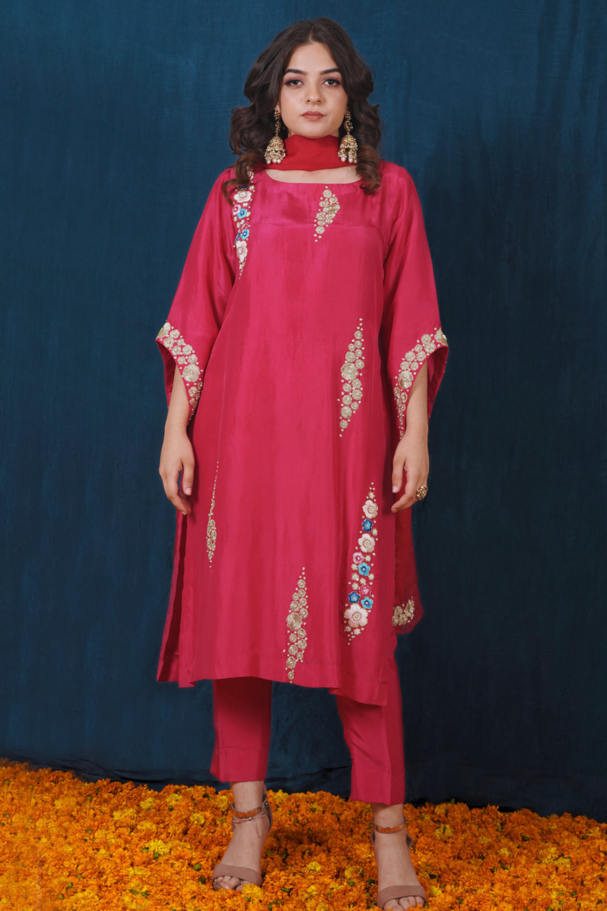 Pink Opada Silk Kurta Se