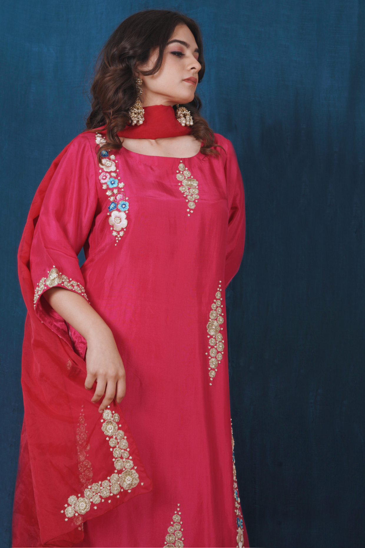 Pink Opada Silk Kurta Se