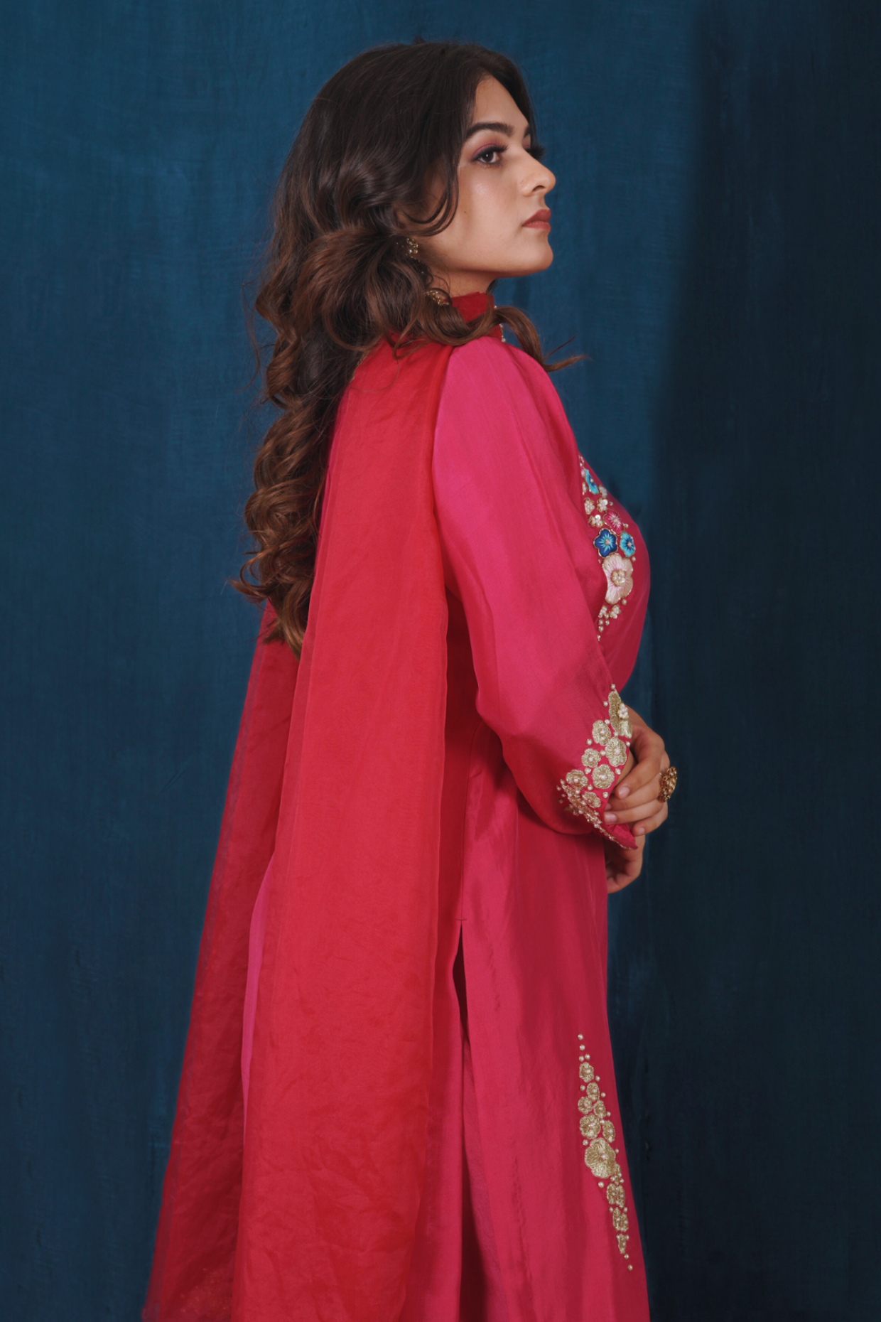 Pink Opada Silk Kurta Se