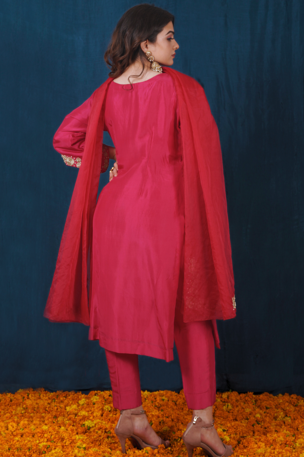 Pink Opada Silk Kurta Se