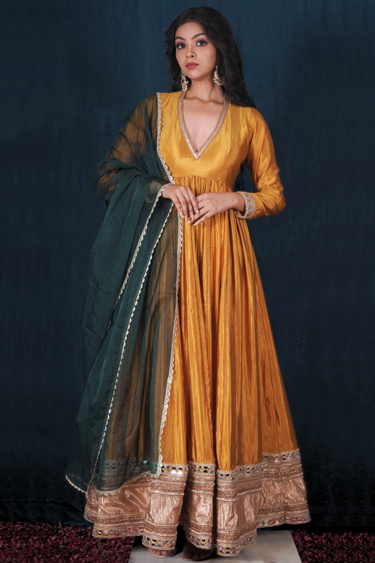 Yellow Silk Anarkali Set