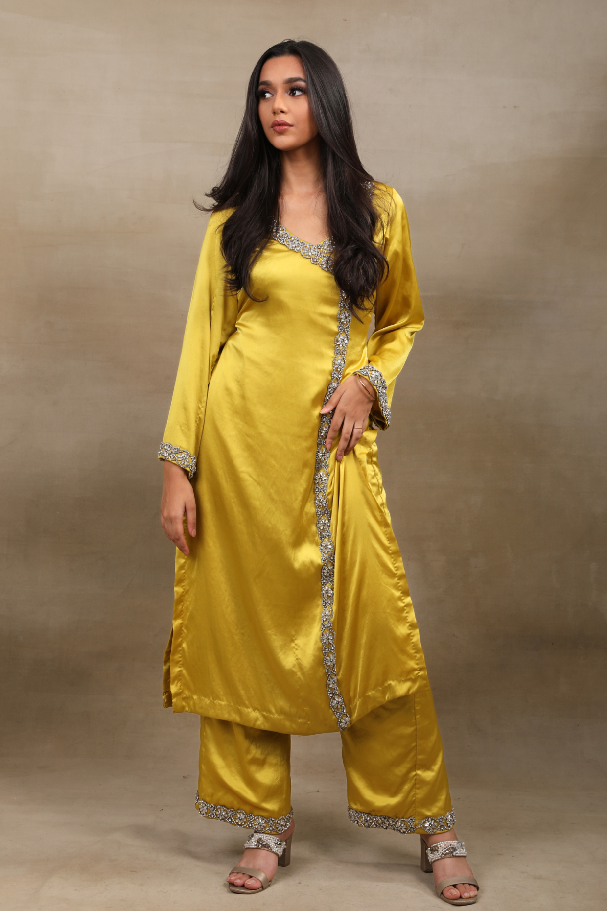 Yellow Embellished Kurta Set